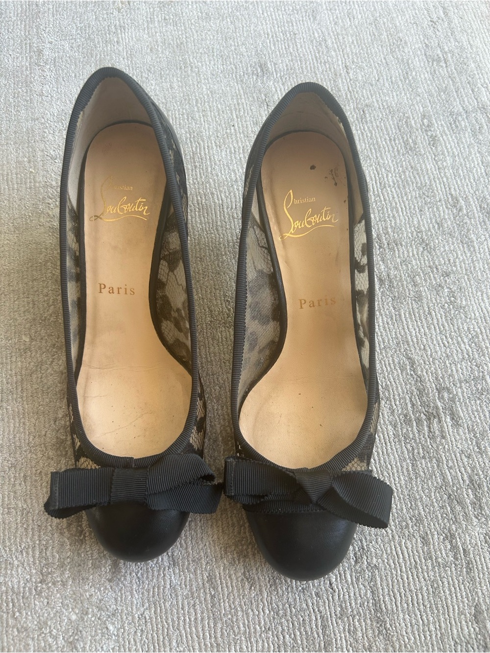 Christian Louboutin Black Lace Bow Heels